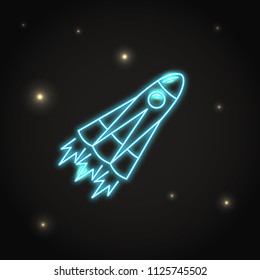 Neon Rocket Icon In Line Style