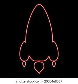 Neon rocket red color vector illustration flat style image