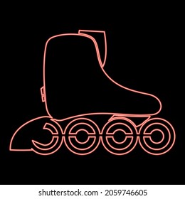 Neon roller skate icon black color in circle outline vector illustration red color vector illustration flat style light image