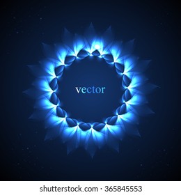 Neon round banner vector