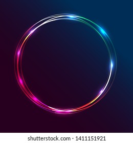 Neon round frame shine decor