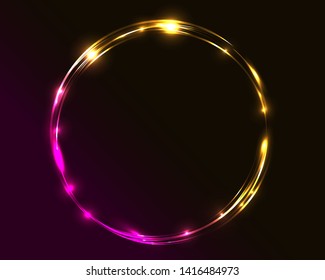 Neon round frame shine decor