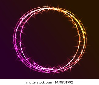Neon round frame shine decor