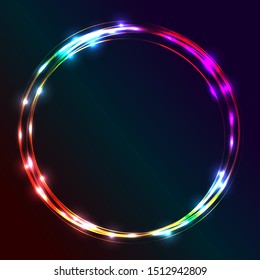 Neon round frame shine decor