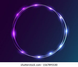 Neon round frame shine decor