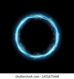 Neon round frame with smoke. Vector illustration