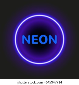 Neon round. Glowing frame. Vintage electric symbol. - Shutterstock ID 645347914