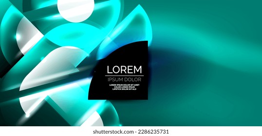 Neon round shapes, lines and triangle elements. Hi-tech design for wallpaper, banner, background, landing page, wall art, invitation, prints, posters