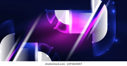 Neon runde Formen, Linien und Dreieckselemente. Hightech-Design für Tapeten, Banner, Hintergrund, Landing-Page, Tapete, Einladung, Drucke, Poster