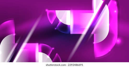 Formas redondeadas neón, líneas y elementos triangulares. Diseño de alta tecnología para papel tapiz, banner, fondo, página de inicio, arte mural, invitación, impresiones, afiches