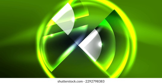 Neon round shapes, lines and triangle elements. Hi-tech design for wallpaper, banner, background, landing page, wall art, invitation, prints, posters