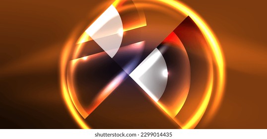 Neon round shapes, lines and triangle elements. Hi-tech design for wallpaper, banner, background, landing page, wall art, invitation, prints, posters