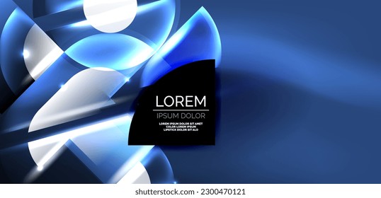 Neon round shapes, lines and triangle elements. Hi-tech design for wallpaper, banner, background, landing page, wall art, invitation, prints, posters