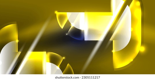 Neon round shapes, lines and triangle elements. Hi-tech design for wallpaper, banner, background, landing page, wall art, invitation, prints, posters