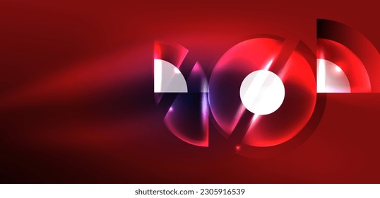 Neon round shapes, lines and triangle elements. Hi-tech design for wallpaper, banner, background, landing page, wall art, invitation, prints, posters