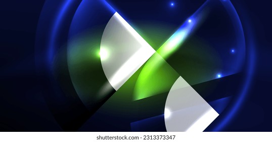 Neon runde Formen, Linien und Dreieckselemente. Hightech-Design für Tapeten, Banner, Hintergrund, Landing-Page, Tapete, Einladung, Drucke, Poster
