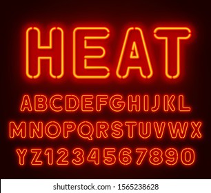 Neon rounded font, glowing alphabet with numbers.