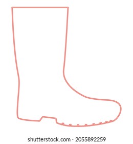 Neon rubber boots red color vector illustration flat style light image