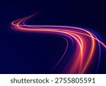 Neon ruby acceleration beams converge toward horizon. Dynamic light trails create futuristic transport effect. Abstract PNG illustration prepared for digital artwork.
