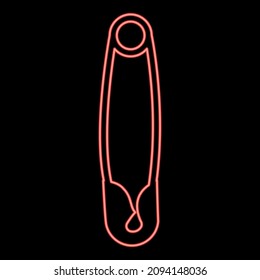 Neon safety pin red color vector illustration image flat style light