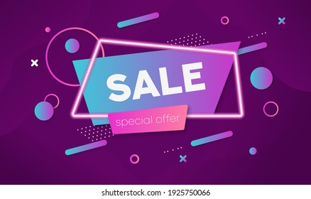 Banner de degradado Neon Sale. Fondo. Ilustración vectorial
