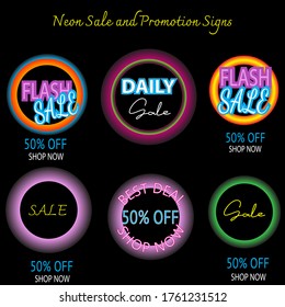 Neon Sale and Promotion Signs