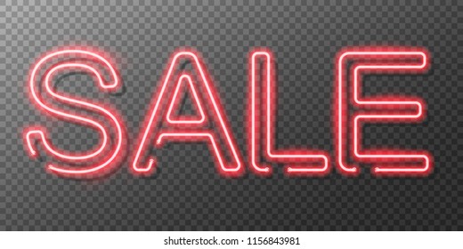 Neon Sale Sign. Vector Illustration.