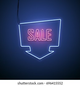 Neon sale sign. Vector illustration.