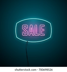 Neon sale sign. Vector illustration.