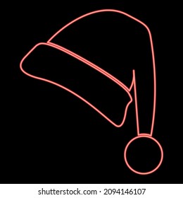 Neon santa claus christmas hat red color vector illustration image flat style light