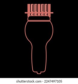 Neon scanning barcode with hand scanner red color vector illustration image flat style light