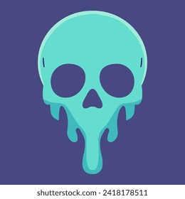 Neon scary skull. Abstract skull logo with undertones in neon bright colours