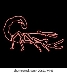Neon scorpion red color vector illustration flat style light image