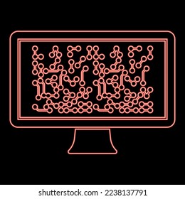 Neon screen with the scheme Technology concept red color vector illustration image flat style light