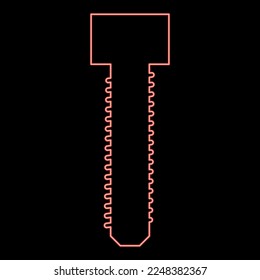 Neon screw bolt Dag red color vector illustration image flat style light