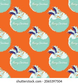 Neon scribble style Christmas Pudding seamless vector pattern background. Backdrop of traditional cake,berries, holly leaves and blended season greetings text. Repeat for tropical winter festive party