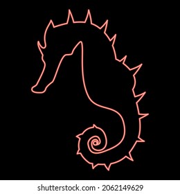 Neon seahorse red color vector illustration flat style light image