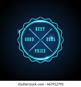 neon seal vector neon lighting template of selling reduce mark promotion seals/stickers neon seal product isolated new sign free partnership fancy letterpress excellent value banner signature agreemen