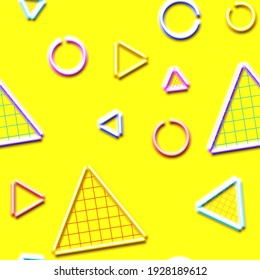 Patrón ininterrumpido de neón con estilo de arcada abstracto de los años 80 o 90