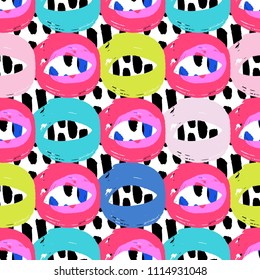 Neon Seamless Pattern with Brush Strokes .Pop Art Print 