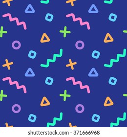 Neon seamless pattern with simple geometric figures