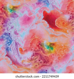 Neon Seamless Texture. Liquid Gradient Watercolor. Fluid Repeat Illustration. Fluid Acrylic Splash. Alcohol Ink Red Fire. Orange Holi Space. Acrylic Ink Marble Paint. Hot Abstract Modern. Red Fire Art