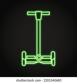 Icono de motocicleta eléctrica de autoequilibrio neón en estilo de línea. Ilustración vectorial.
