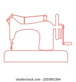 Imagen de luz de estilo plano de la máquina de coser de color rojo