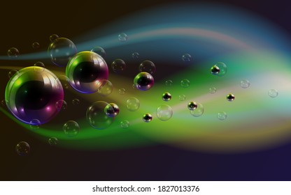 Neon Shampoo stripe of realistic water bubbles Cleaning liquid soap foam, shampoo bubbles For banner, flyer, invitation. Swimming pool, aqua park, diving.