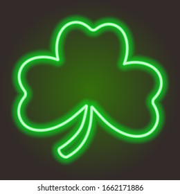 Neon Shamrock For Saint Patrick's Day. Light Banner.