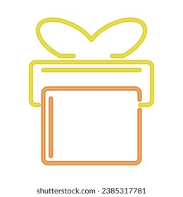 ilustración de caja de regalo de forma de neón aislada