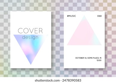 Neon Shape. Holograph Poster. Crystal Design. Pink Abstract Flyer. Colourful Retro Backdrop. Modern Concept. Geometry Foil. Purple Neon Shape