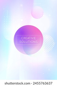Neon Shape. Science Flyer. Blue Soft Background. Light Concept. Hologram Design. Geometric Pattern. Trendy Dots. Tech Ultraviolet Magazine. Violet Neon Shape