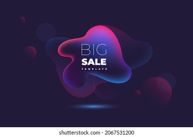 Neon shapeless bubble soaring on the black background